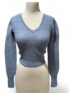 Madewell V-Neck Long Sleeve Sweater in Dusty Blue